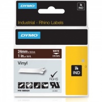 Dymo Rhino 1805424 White on Brown Vinyl Tape - 24mm