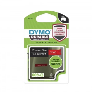 Dymo D1 DURABLE 1978366 White on Red - 12mm