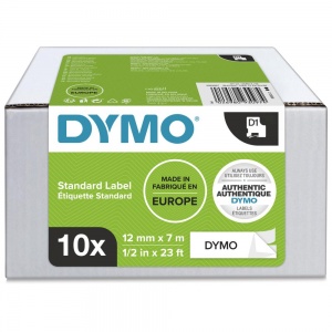 Dymo 45013 Black On White - 12mm - Bulk Pack (Box of 10)