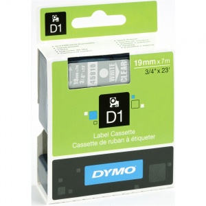 Dymo 45810 White On Clear - 19mm