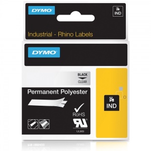 Dymo Rhino 622290 Black on Clear Polyester Tape - 19mm