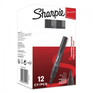 Sharpie M15 Permanent Marker Bullet Tip Black (Box of 12)