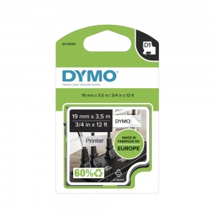 Dymo 16958 Black On White Permanent Nylon Tape - 19mm