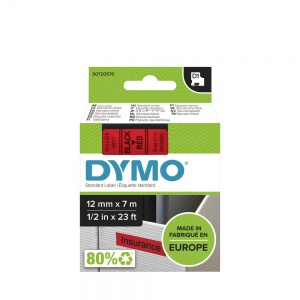 Dymo 45017 Black On Red - 12mm