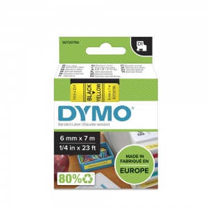 DULA Etikettenband 6mm X 7m – 10 Stück, Kompatibel Mit Dymo D1 43618, Schwarz Auf Gelb, Permanent Haftend
