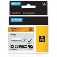 Dymo Rhino 1805427 Black on Orange Vinyl Tape - 24mm