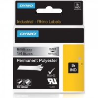 Dymo Rhino 1805441 Black on Metallic Polyester Tape - 6mm