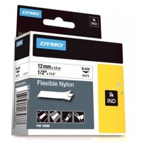 Dymo Rhino 18758 / 18488 Black on White Flexible Nylon Tape - 12mm