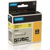 Dymo Rhino 18432 Black on Yellow Vinyl Tape - 12mm