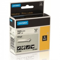 Dymo Rhino 18443 Black on White Vinyl Tape - 9mm