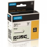 Dymo Rhino 18445 Black on White Vinyl Tape - 19mm