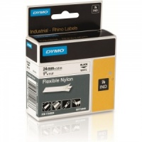 Dymo Rhino S0773840 Black on White Flexible Nylon Tape - 24mm